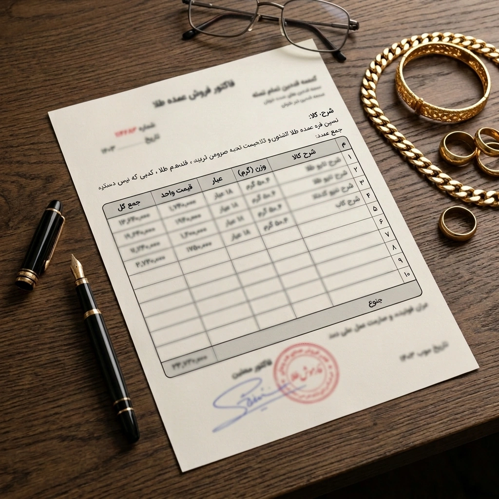 فاکتور رسمی خرید عمده طلا با مهر اتحادیه - شفافیت در معاملات B2B