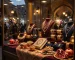 ویترین طلافروشی با تزئینات شب یلدا - آماده‌سازی موجودی طلا برای مناسبت‌ها